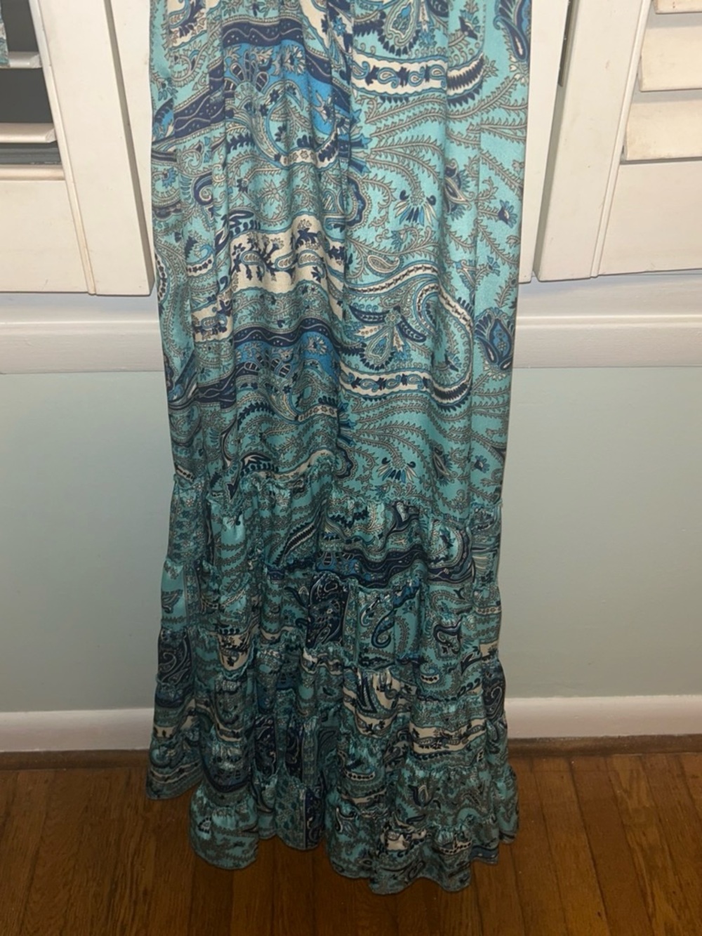 Boho Paisley Long Sleeve Maxi Dress in Teal - Picture 5 of 5